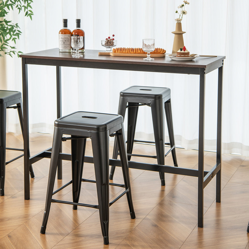 24-Inch Backless Counter Stools, Black - Set of 4