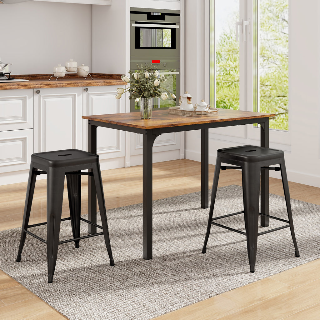 24-Inch Backless Counter Stools, Black - Set of 4