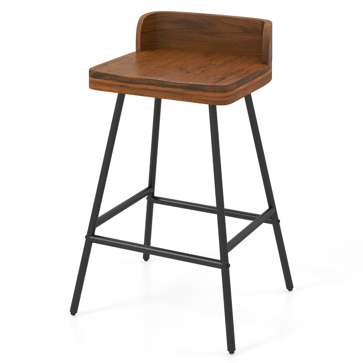 24" Industrial Bar Stool with Wood Seat & Metal Legs - 1 Piece