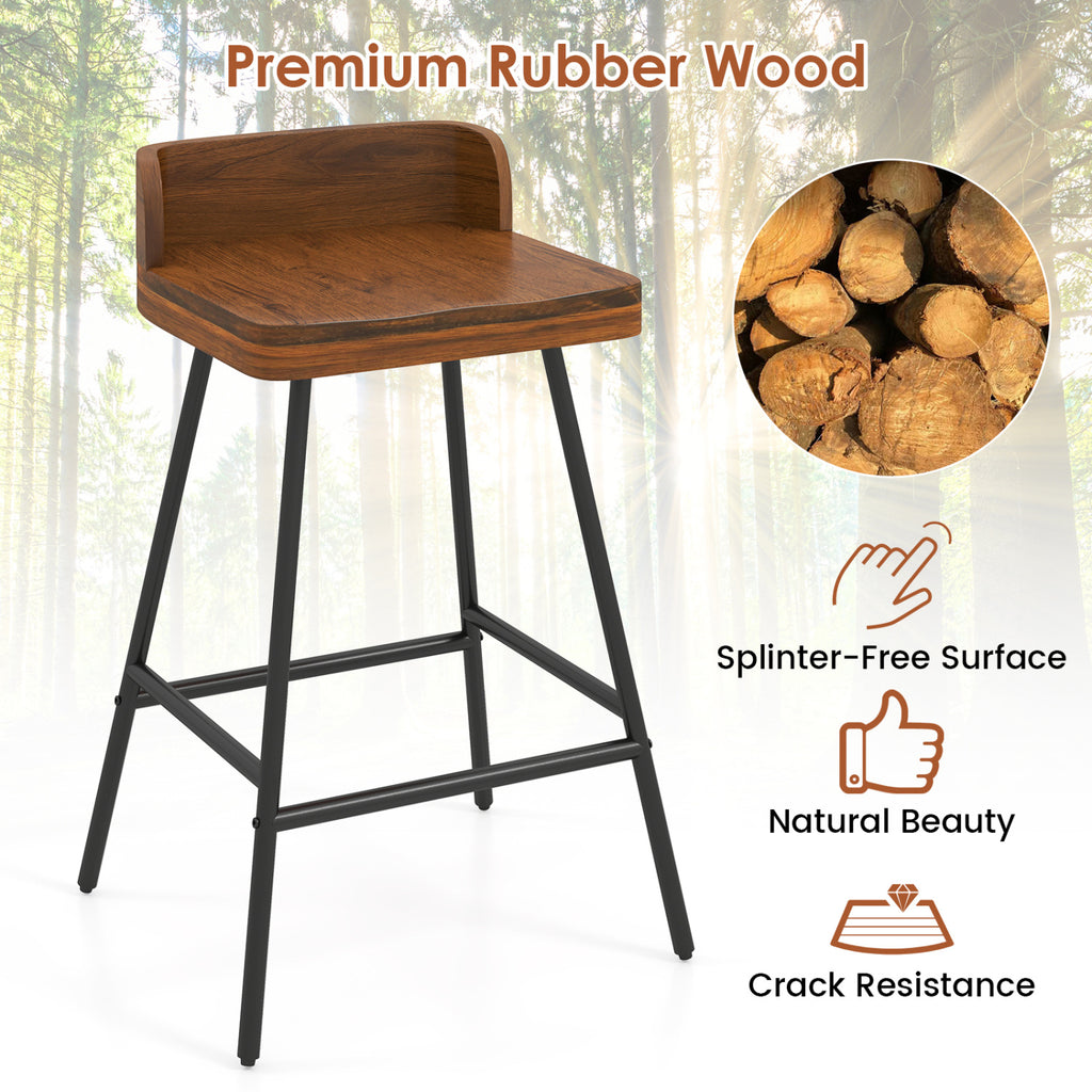 24" Industrial Bar Stool with Wood Seat & Metal Legs - 1 Piece