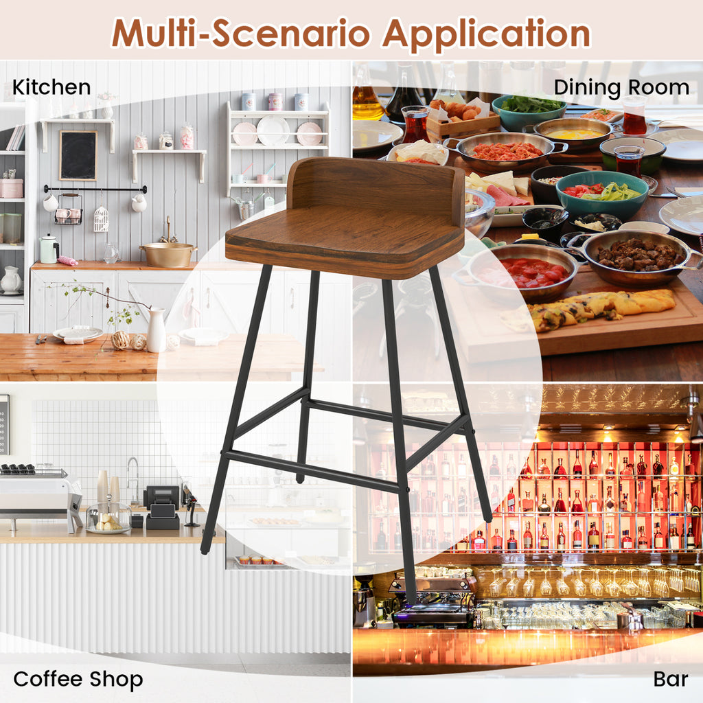24" Industrial Bar Stool with Wood Seat & Metal Legs - 1 Piece