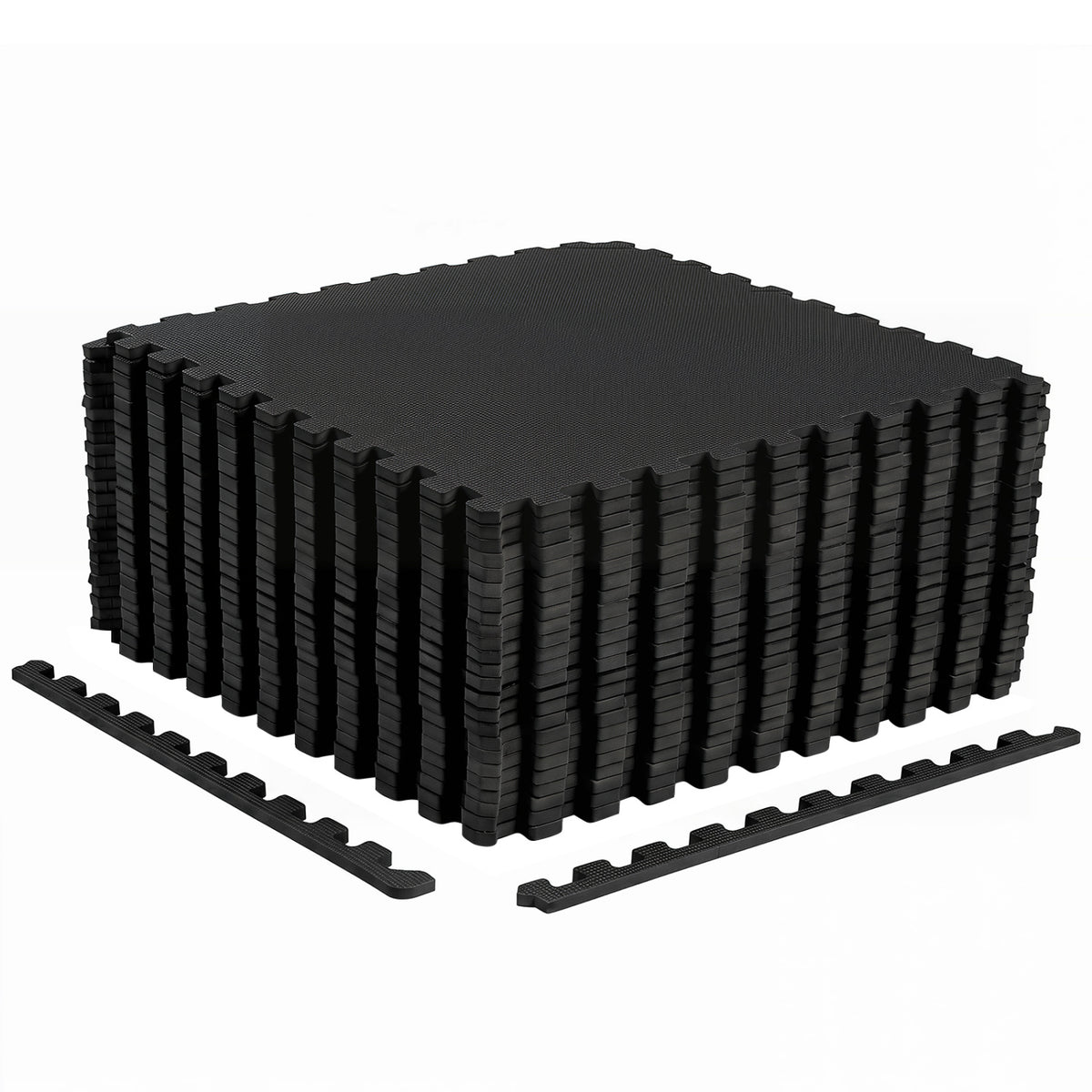 Black 24 Pack Non-Slip Interlocking EVA Foam Floor Tiles - Home & Gym Use