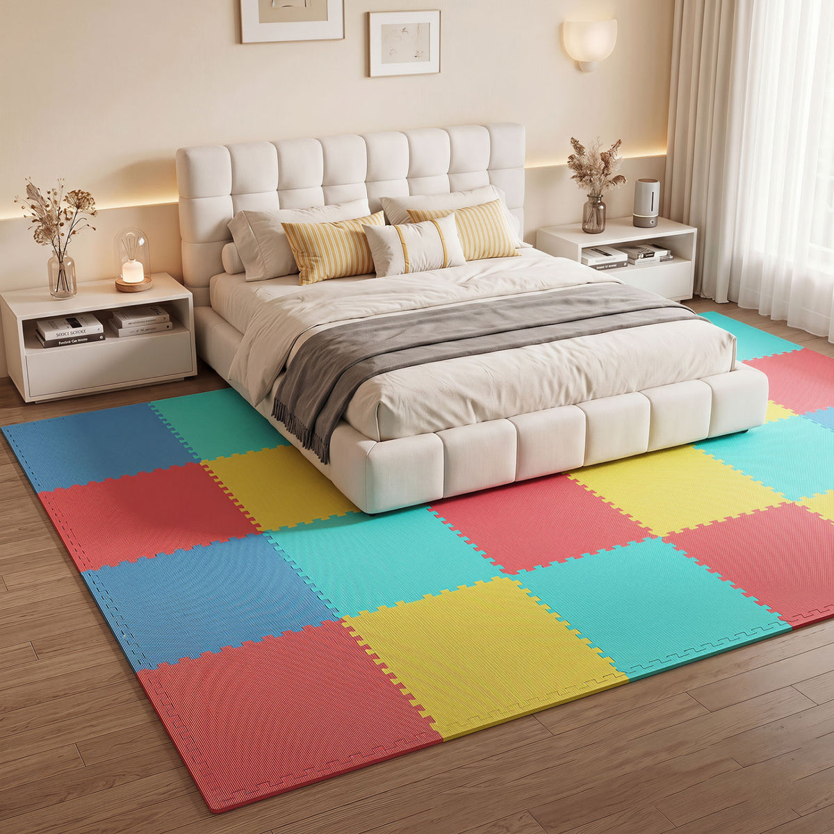 Multicolor 24 Pack Interlocking EVA Foam Floor Tiles Non-Slip Home Gym & Play Area
