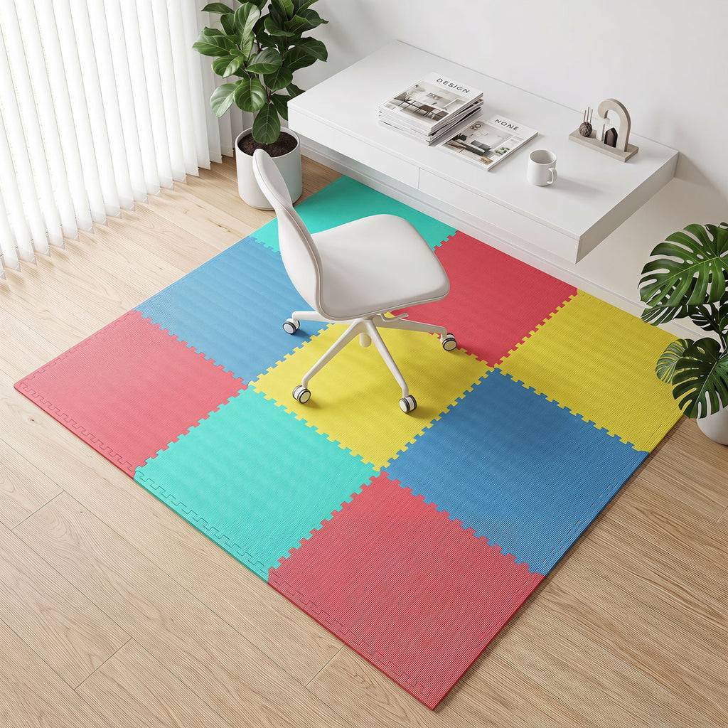Multicolor 24 Pack Interlocking EVA Foam Floor Tiles Non-Slip Home Gym & Play Area