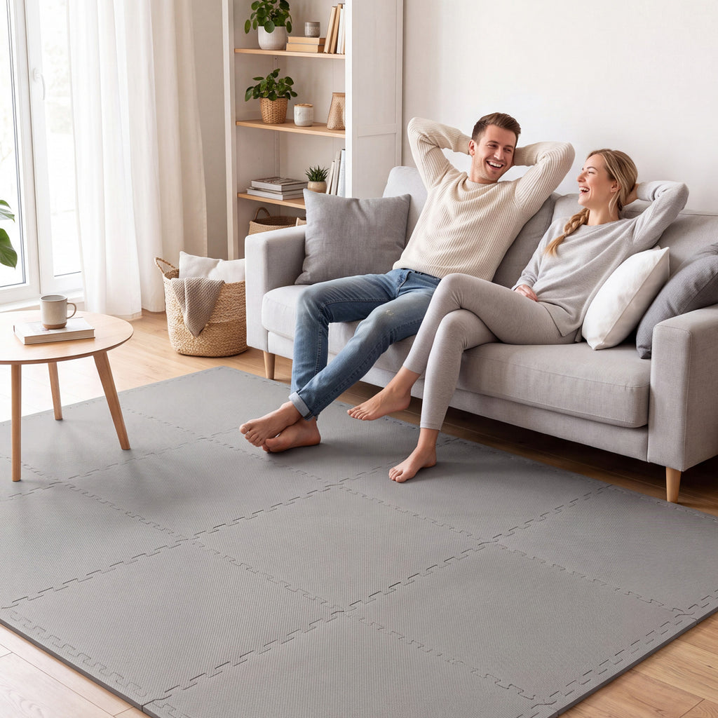 Gray 24 Pack Non-Slip Interlocking EVA Foam Floor Tiles - Home & Gym Use