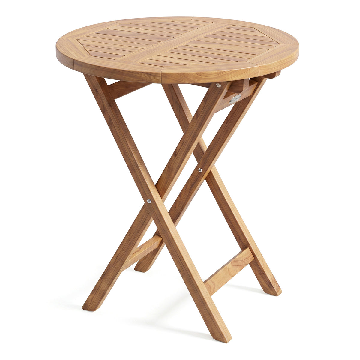 24" Round Solid Teak Outdoor Folding Bistro Table with Footrest