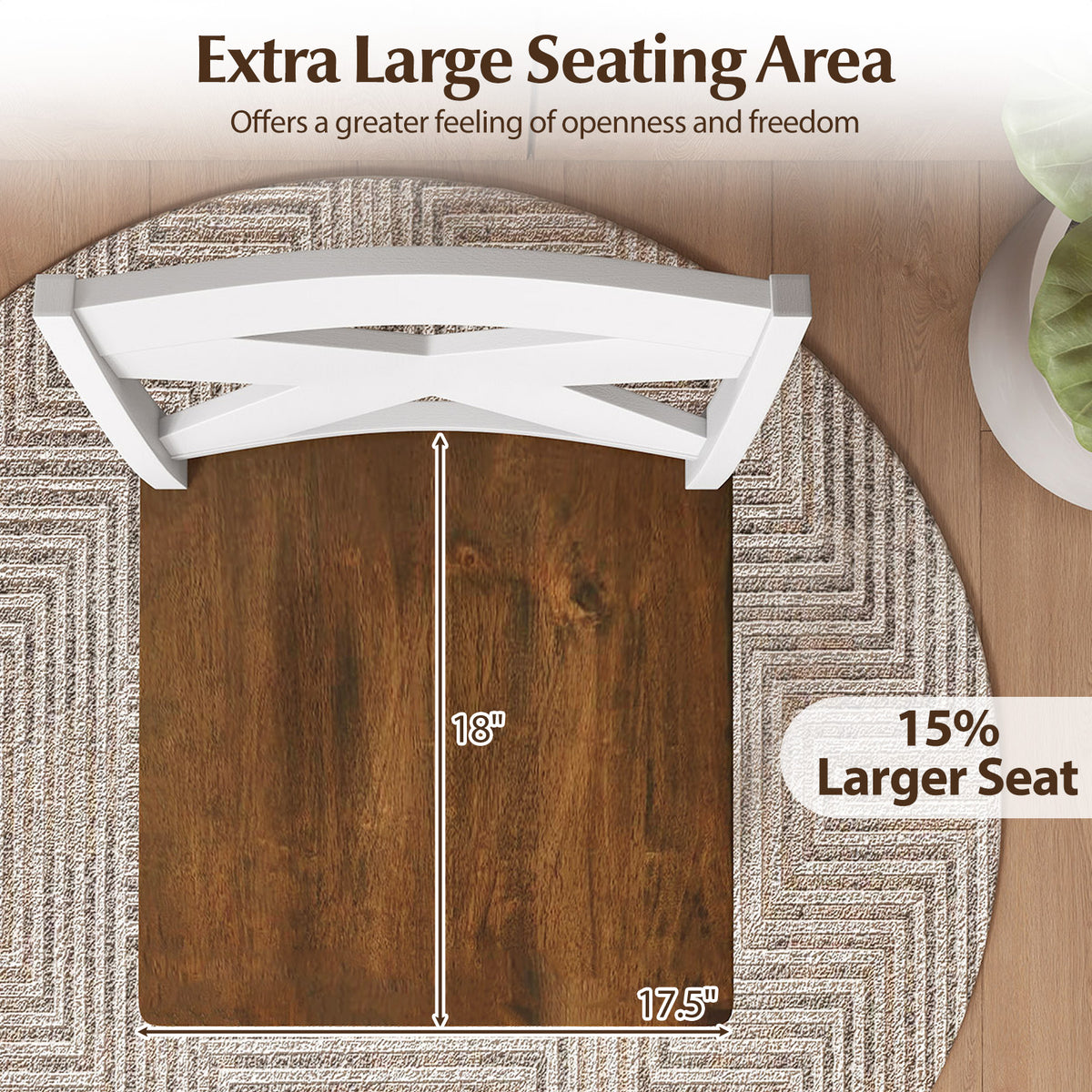 24" Rubberwood Swivel Barstools Set of 2 - White