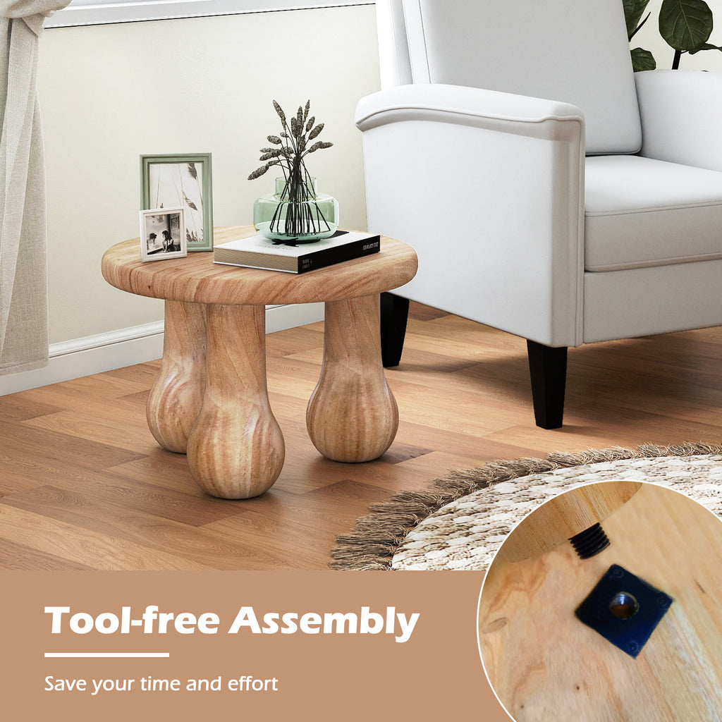24" Mahogany Wood Coffee Table - Thickened Top & Column Legs