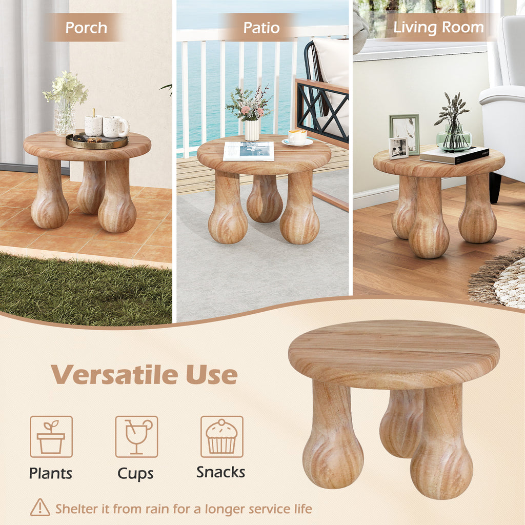24" Mahogany Wood Coffee Table - Thickened Top & Column Legs