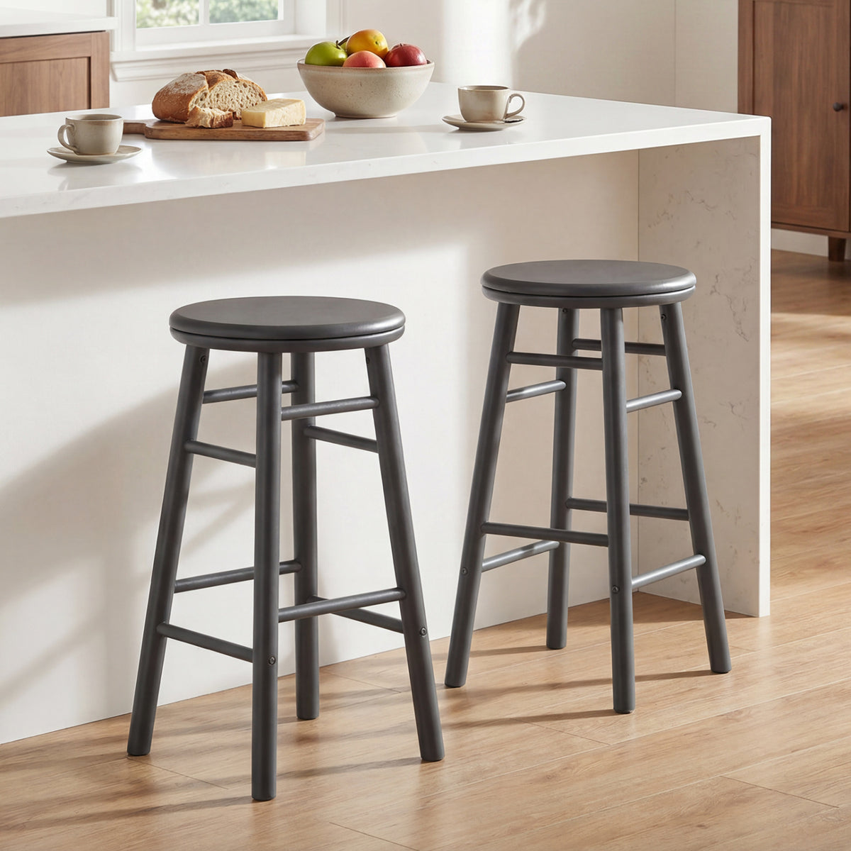 24" Swivel Bar Stools Set of 2 - Gray
