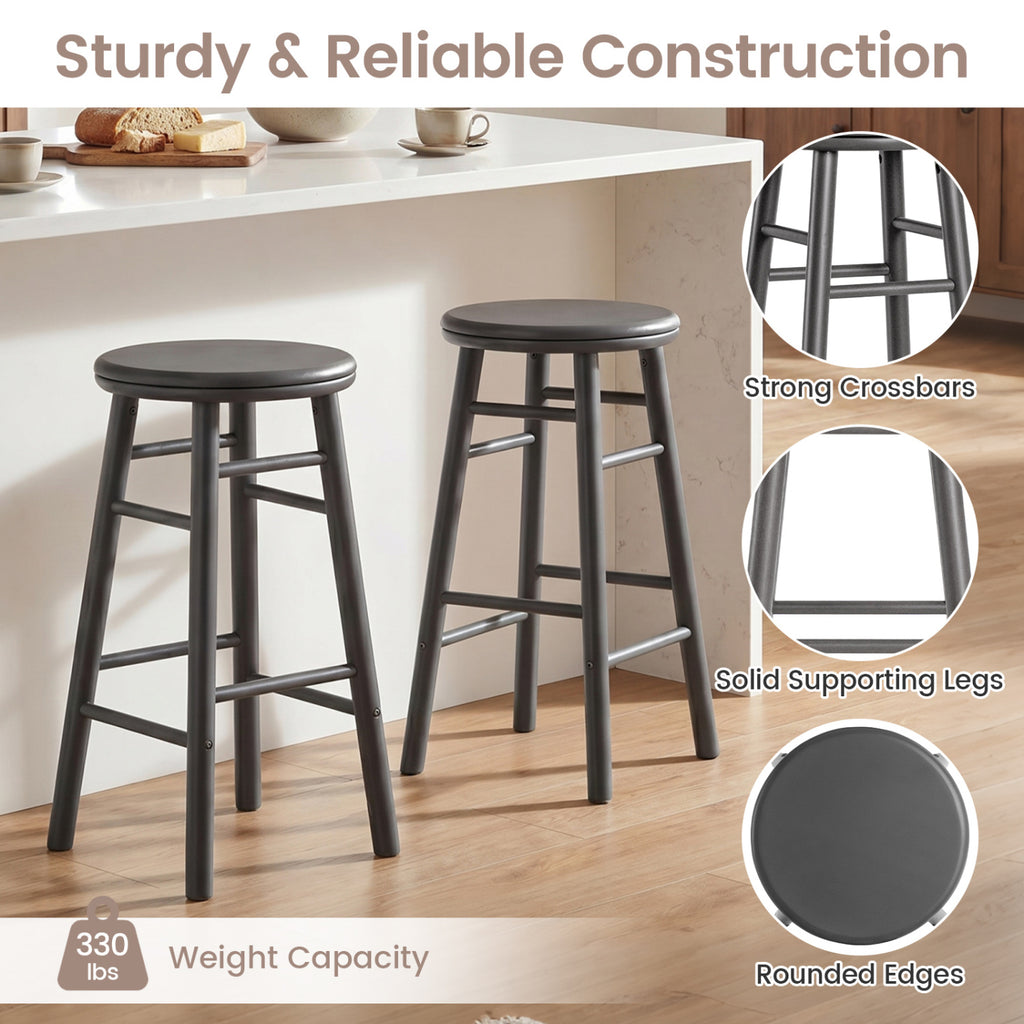 24" Swivel Bar Stools Set of 2 - Gray