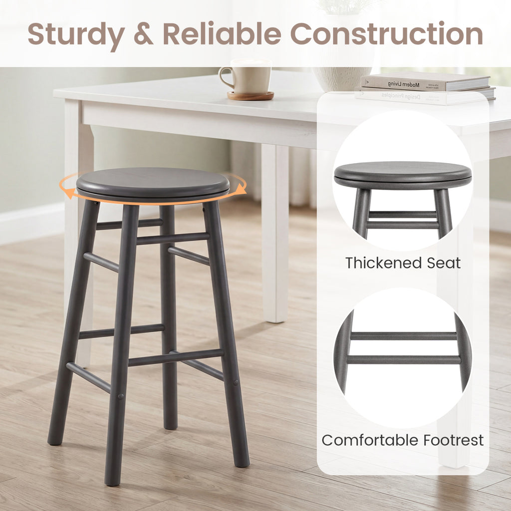 24" Swivel Bar Stools Set of 2 - Gray