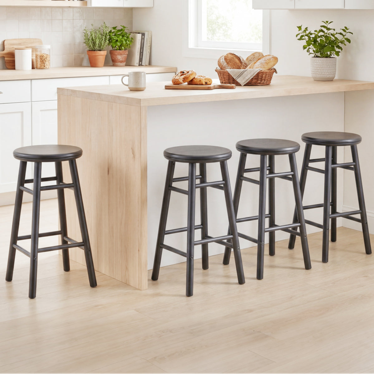 24" Swivel Bar Stools Set of 2 - Gray