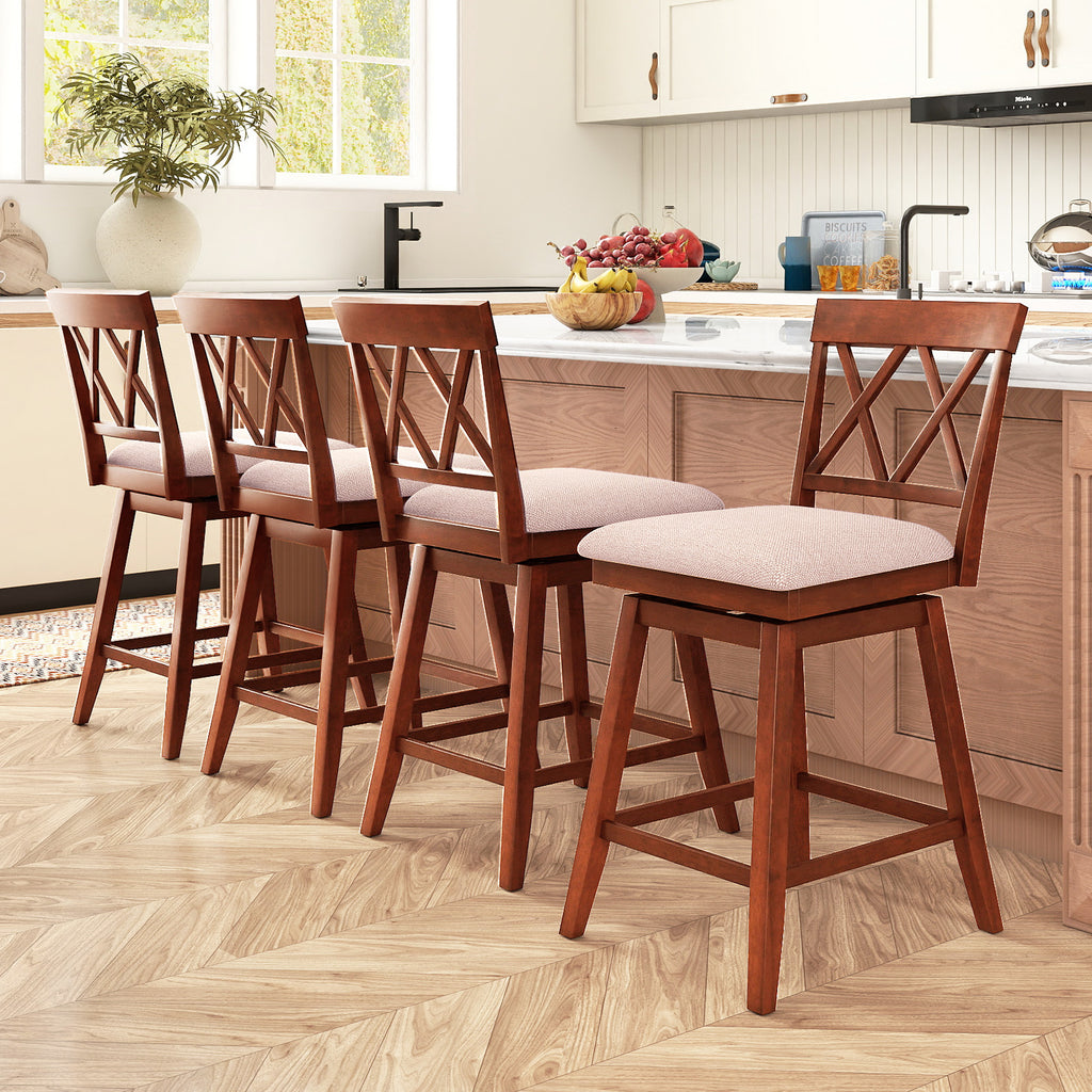 24 Inch Counter Height Bar Stools Set of 4, Oak - 29 inches