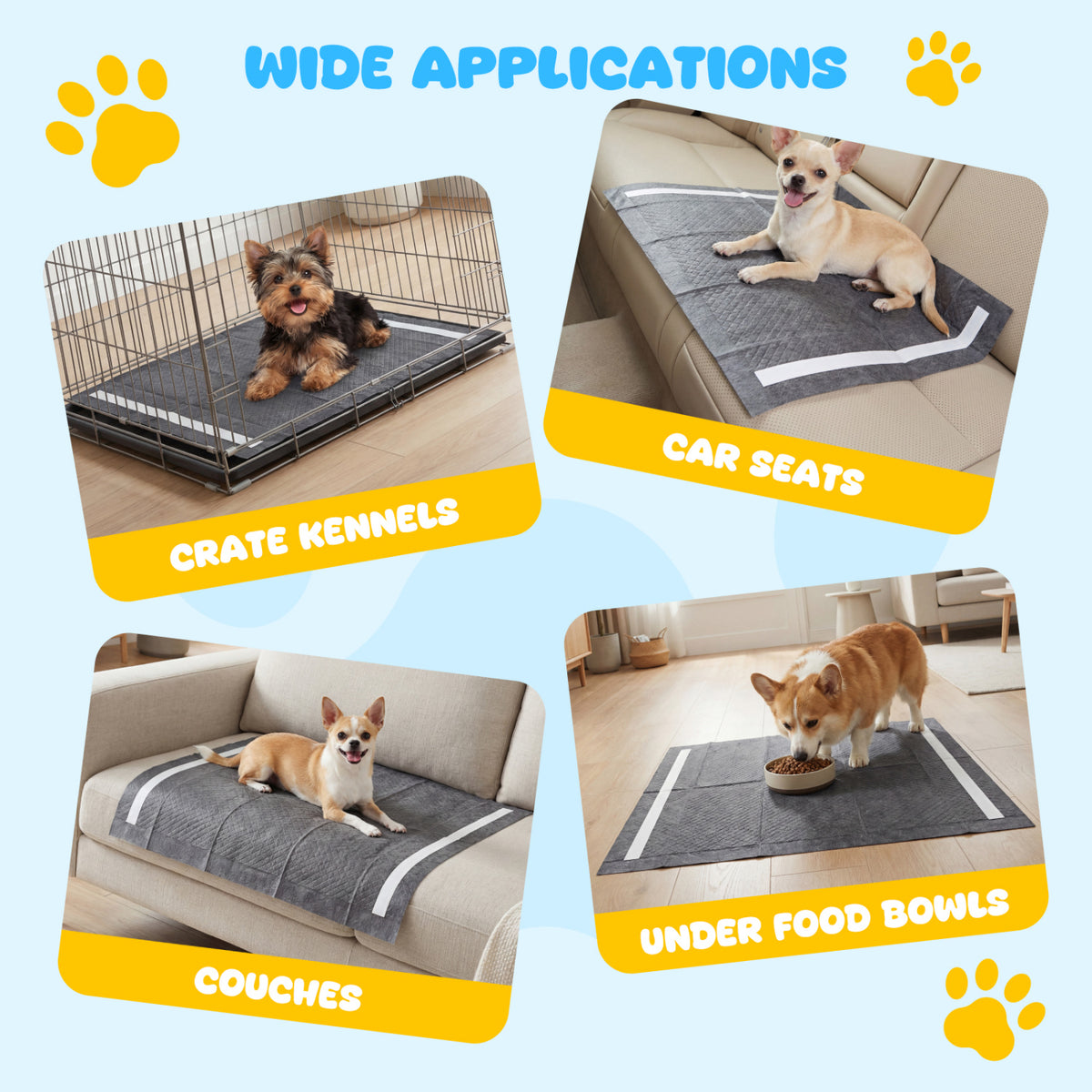 24x24 Charcoal Dog Pee Pads - 6-Layer Absorbent Leak-Proof Training Pads with Variation (150 Pieces)
