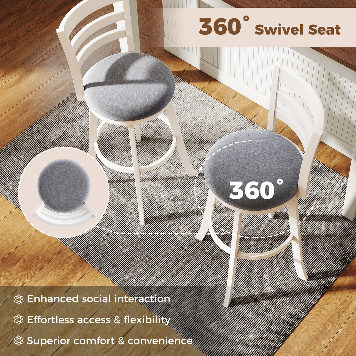 Swivel Counter Height Barstools Set of 2 - 30.5"