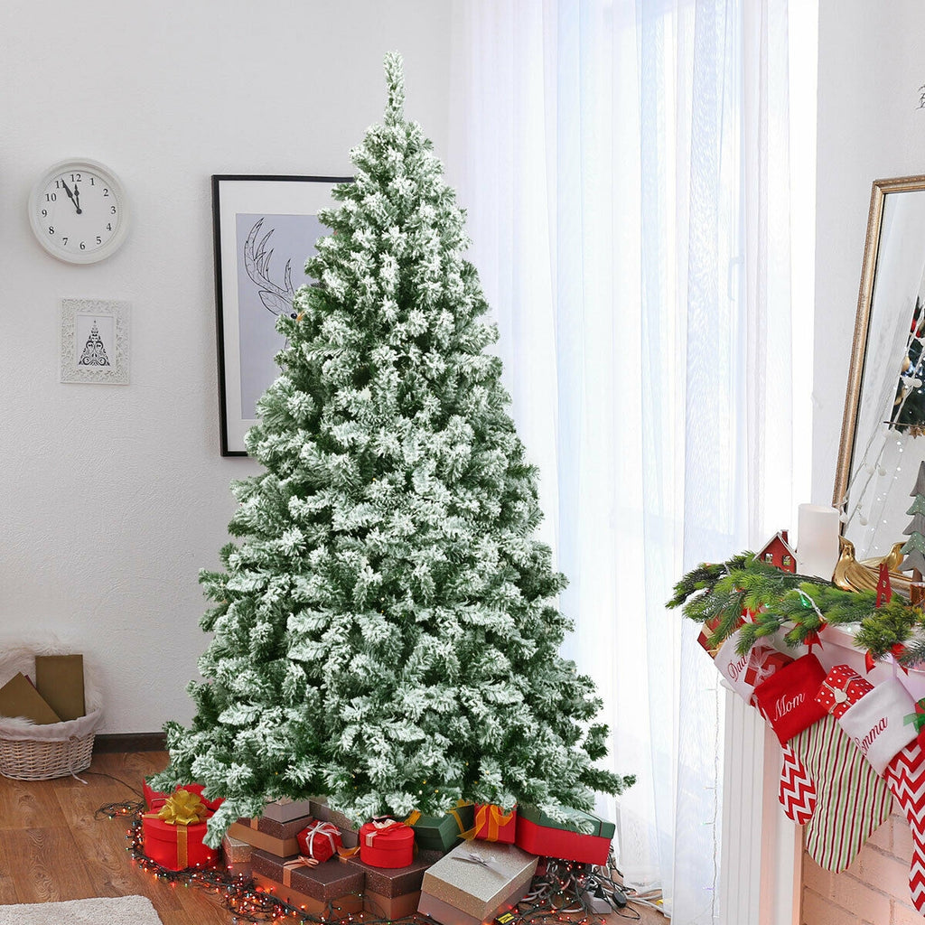 6 Feet Snow Flocked Artificial Christmas Tree with 928 Tips - Hinged Design