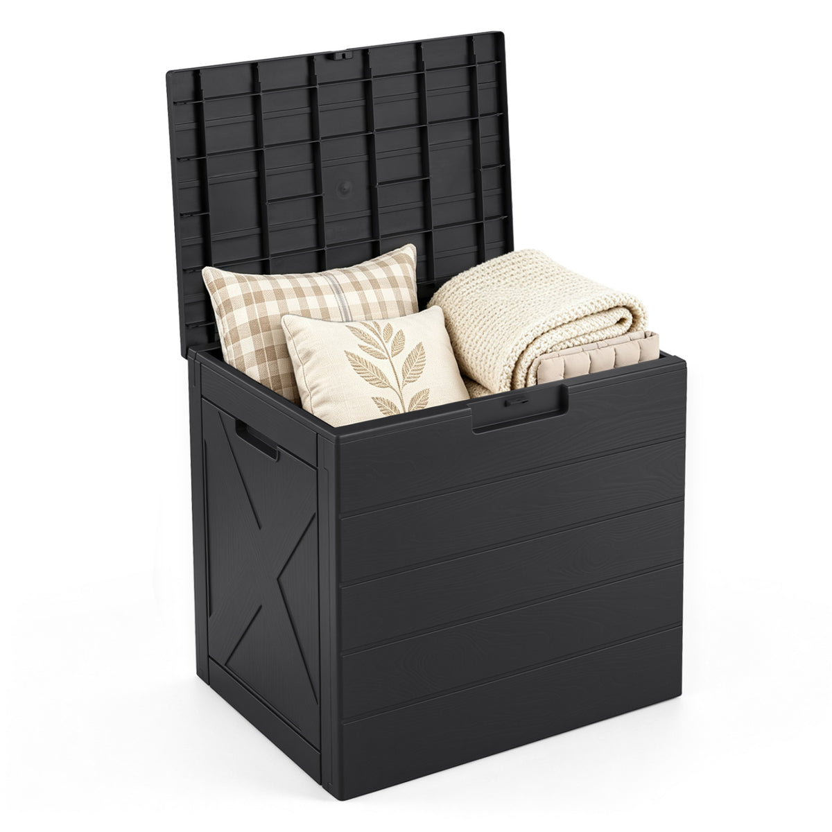 25 Gallon Storage Bin with Lid Carry Handles and Lock Hole for Patio