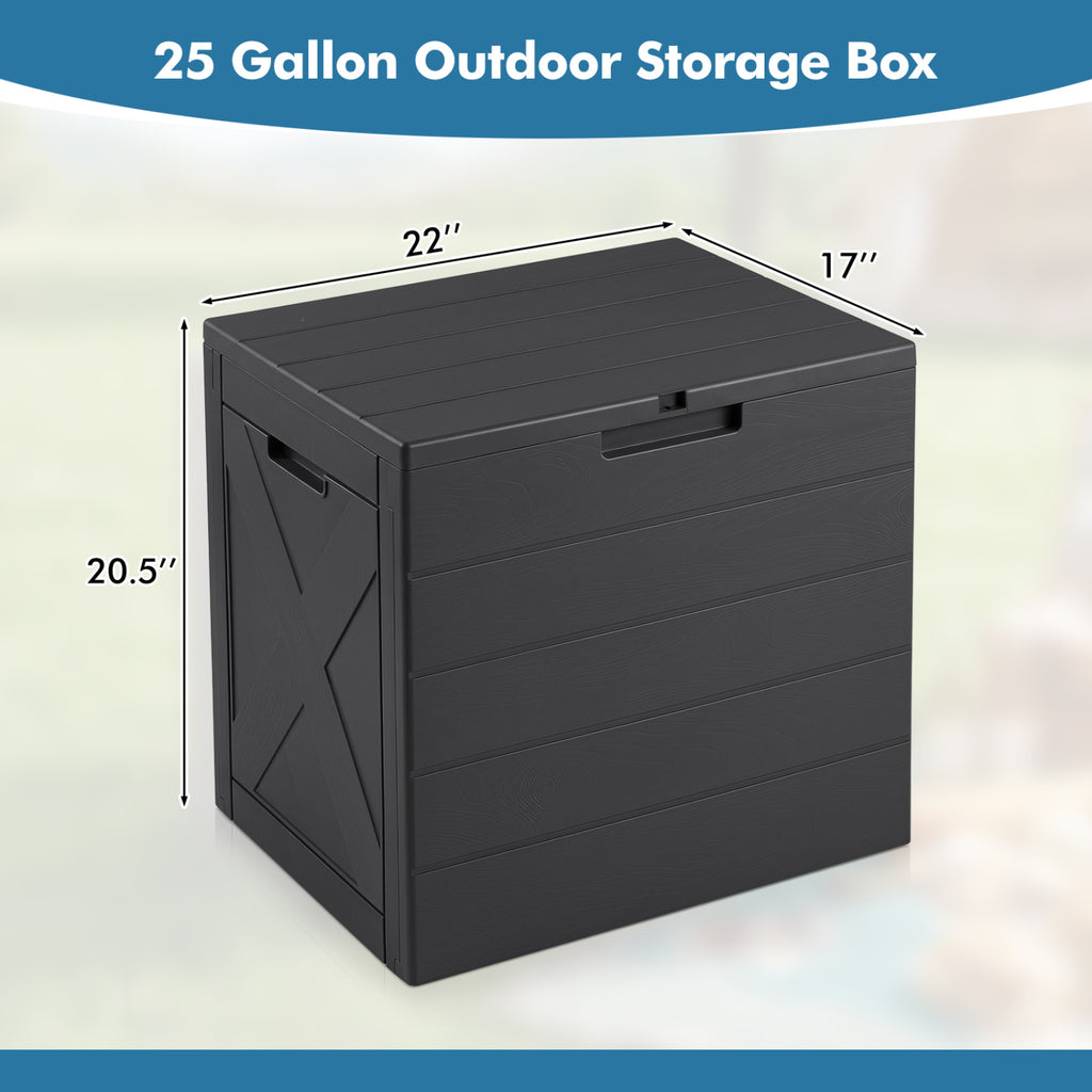 25 Gallon Storage Bin with Lid Carry Handles and Lock Hole for Patio