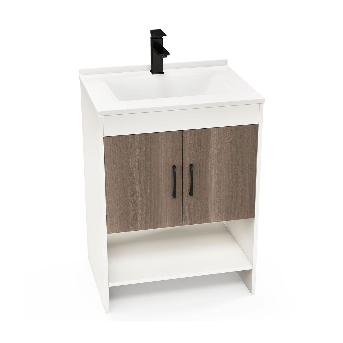 Bathroom Vanity Cabinet with Sink - 40.5 Inch H, Walnut