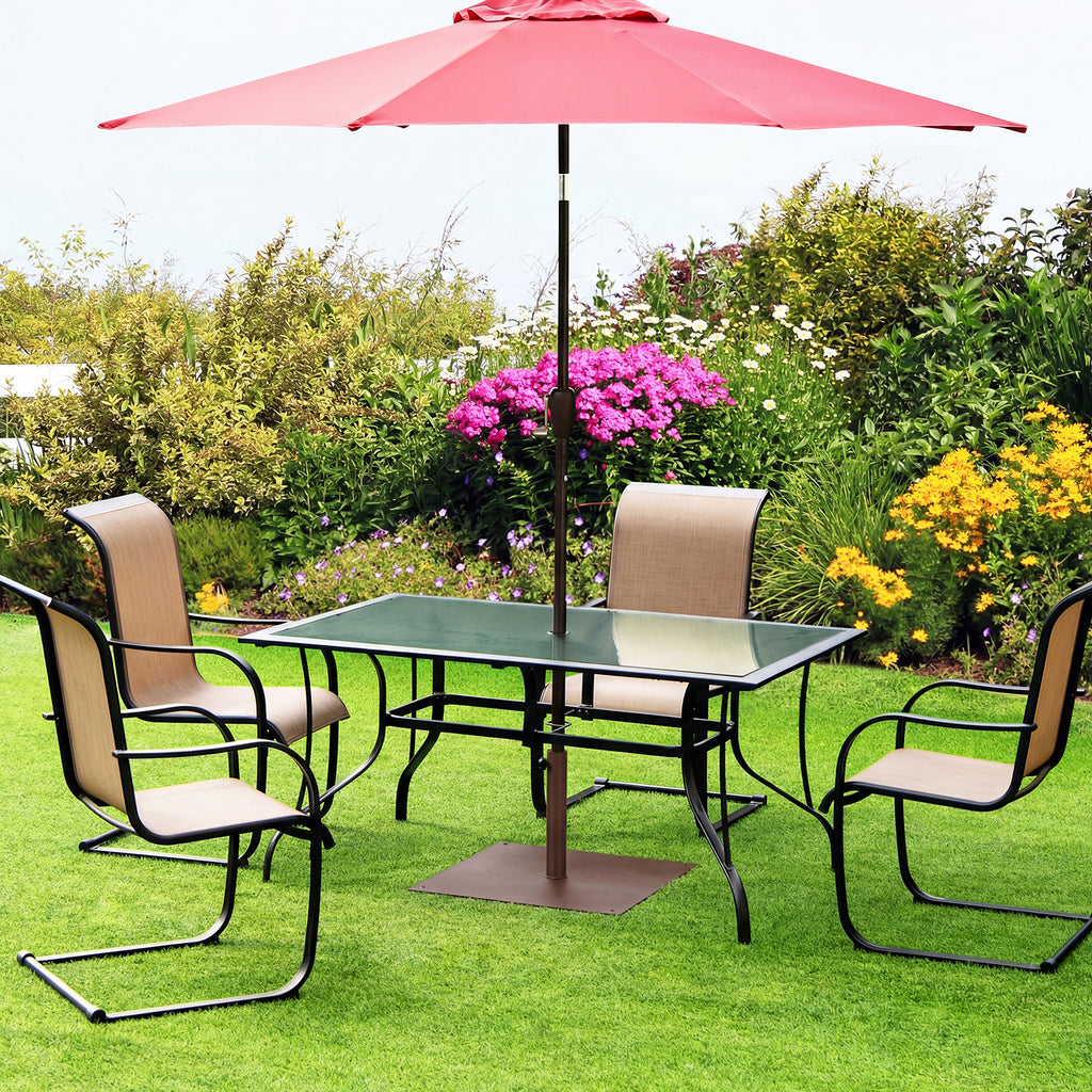 25 Inch Square Patio Umbrella Base 42 LBS, Brown