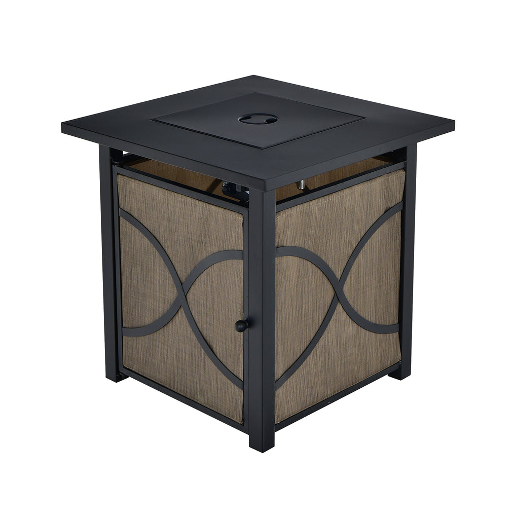 25 Inch 40000 BTU Propane Fire Pit Table with Lid and Glass