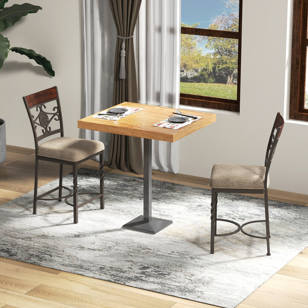 25-Inch Bar Stools Set of 2, Rust-Proof Metal Frame, Brown