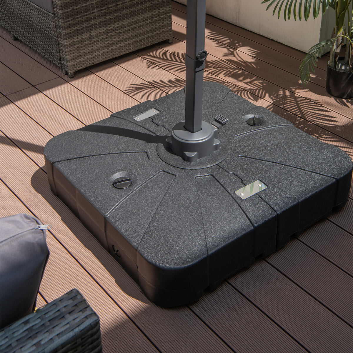 260 lbs Offset Patio Umbrella Base with Wheels Sand Water Filled
