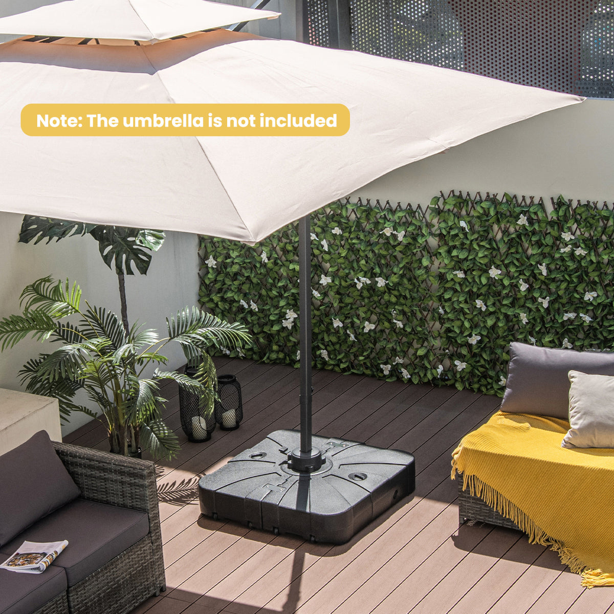 260 lbs Offset Patio Umbrella Base with Wheels Sand Water Filled