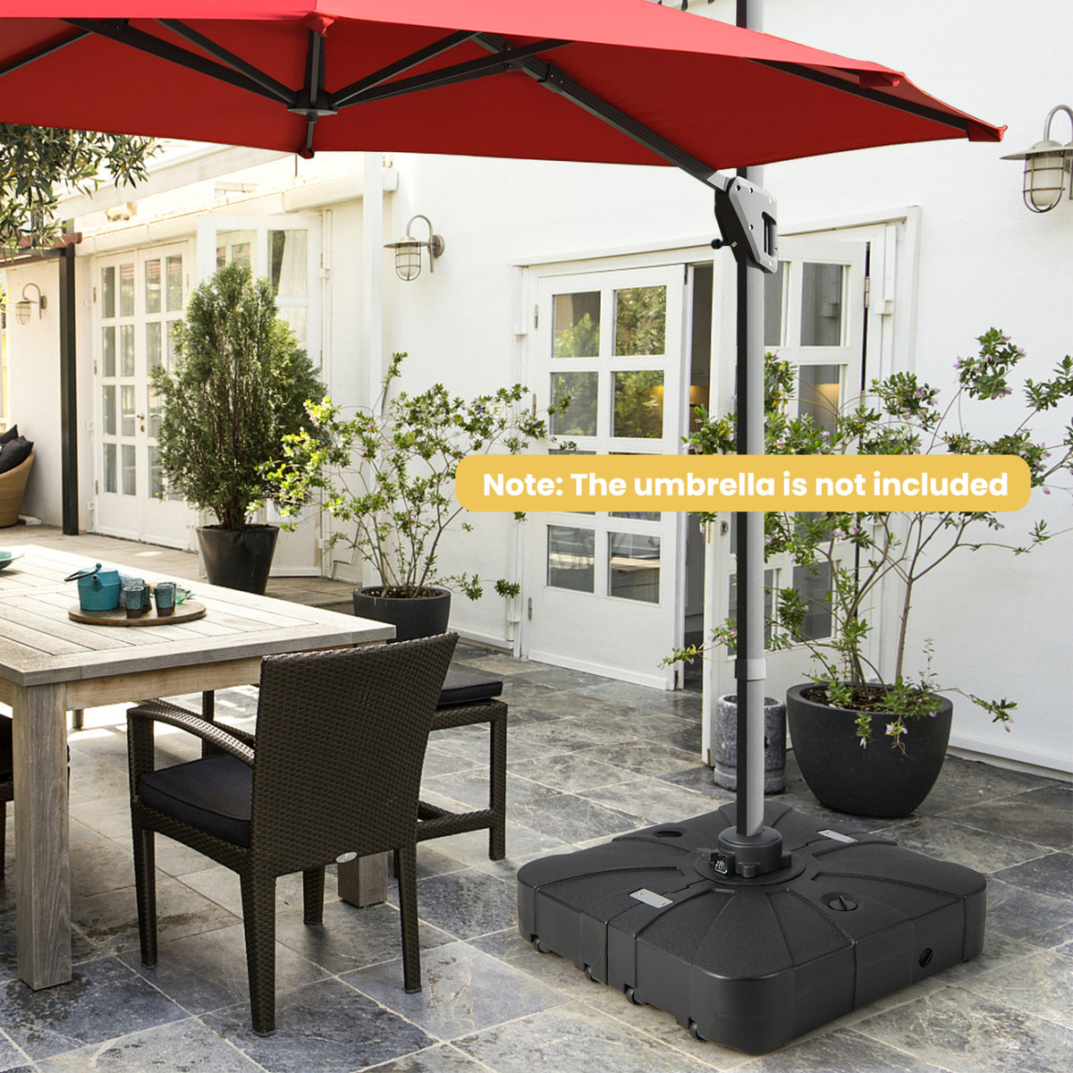 260 lbs Offset Patio Umbrella Base with Wheels Sand Water Filled