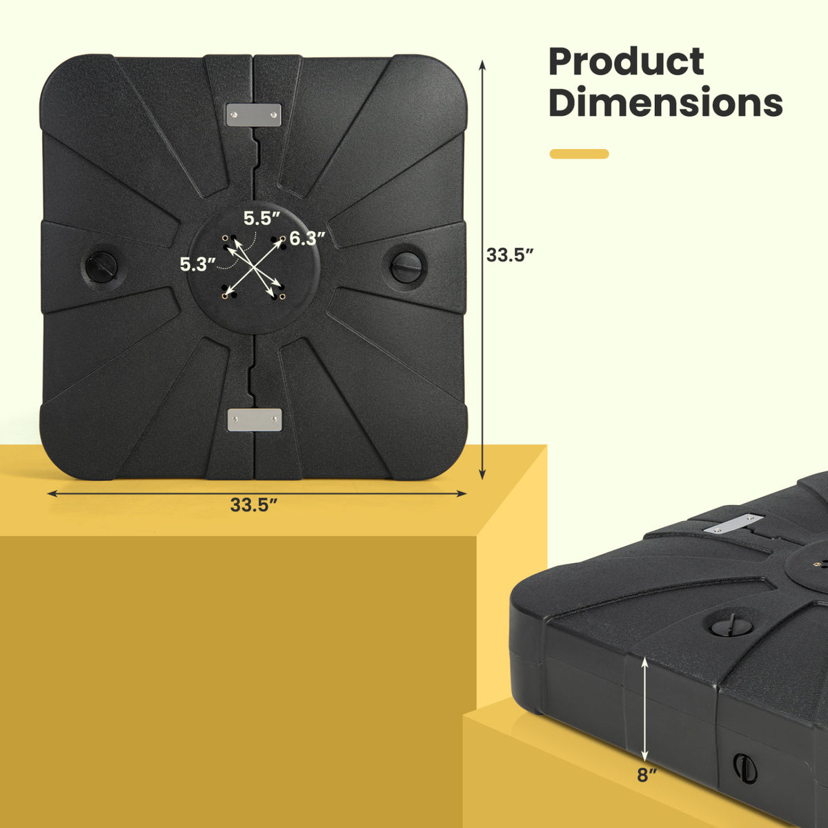 260 lbs Offset Patio Umbrella Base with Wheels Sand Water Filled