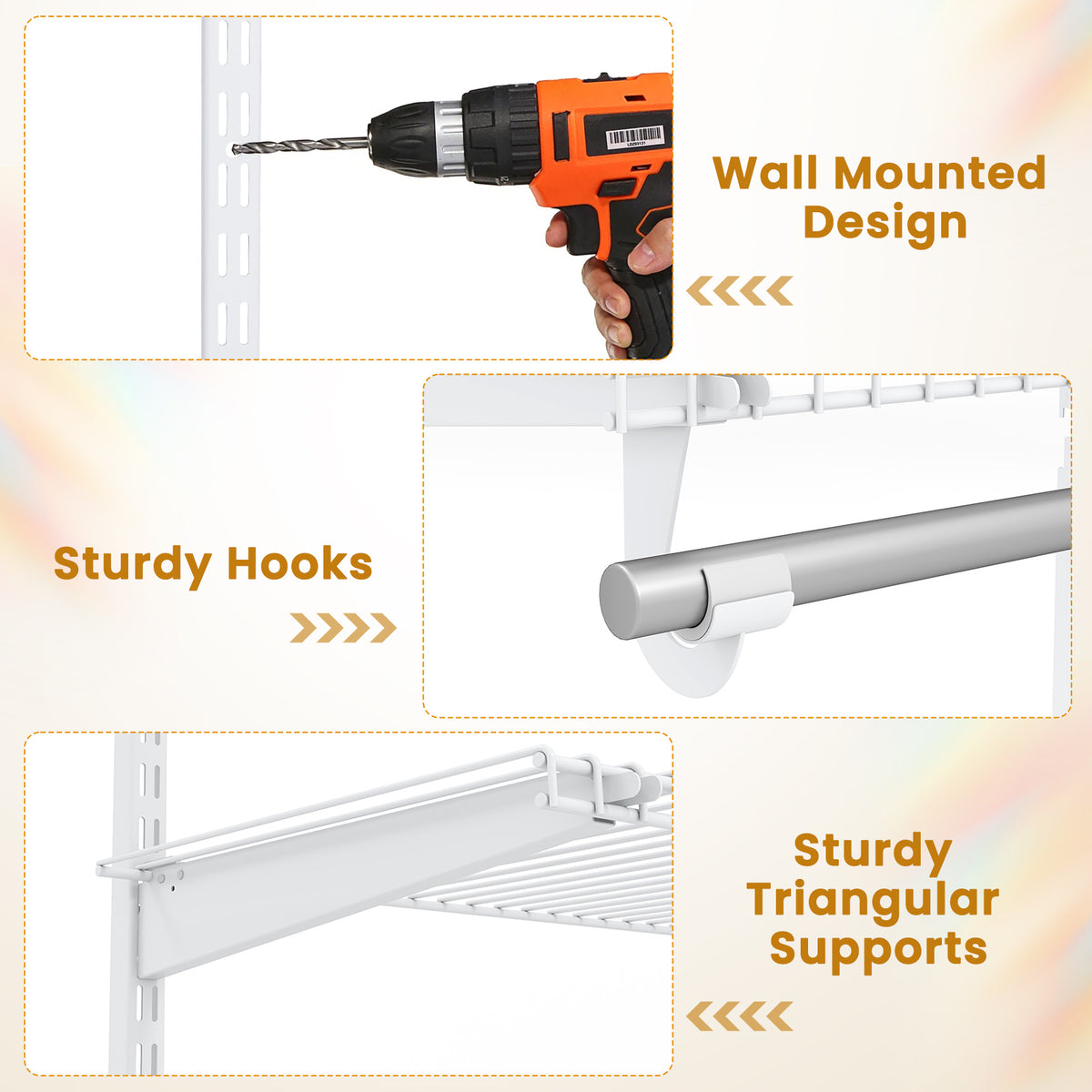 4-8 Feet Closet Organizers and Storage System with Hanging Rod for