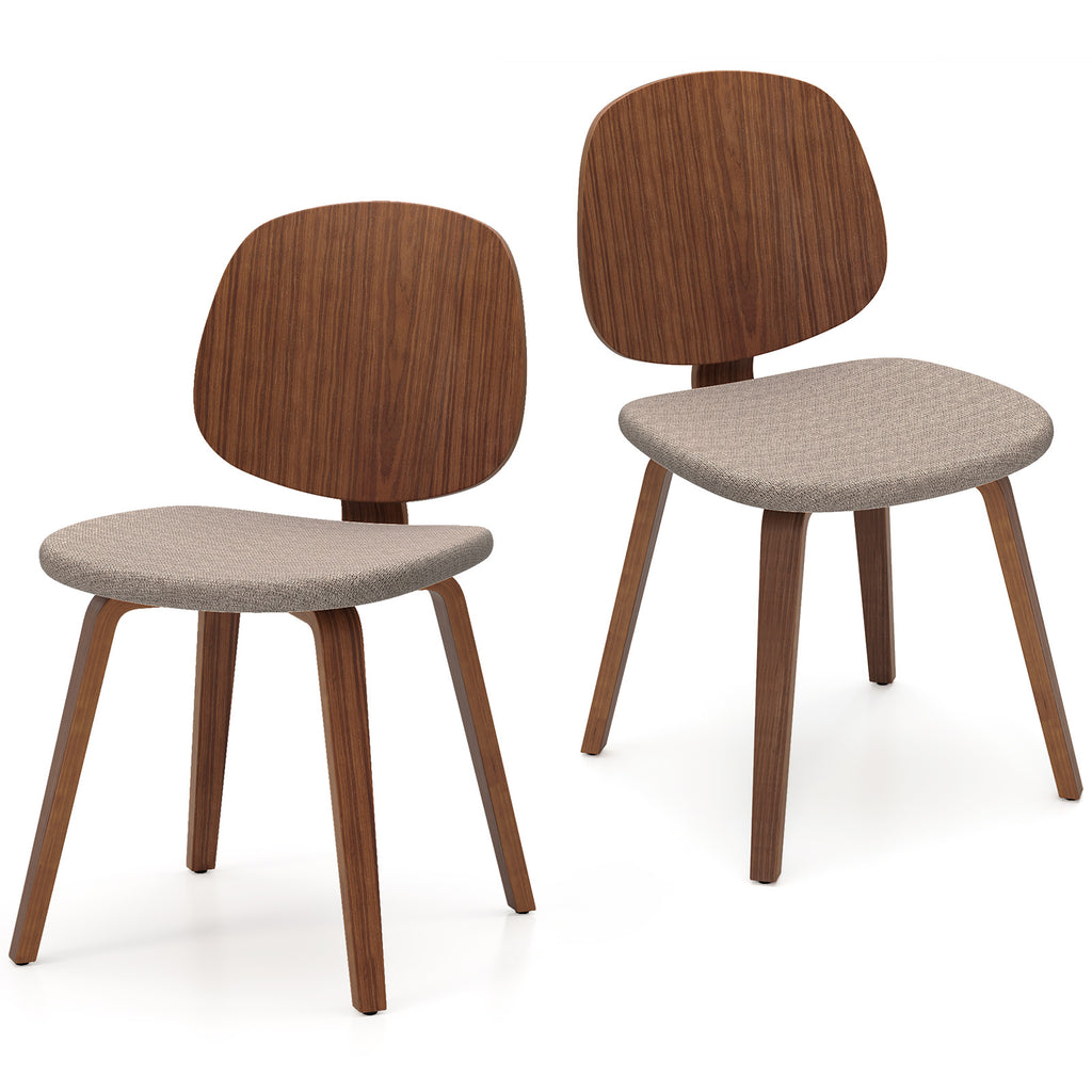 Wooden Dining Chair Set of 2 - Walnut Bentwood Frame