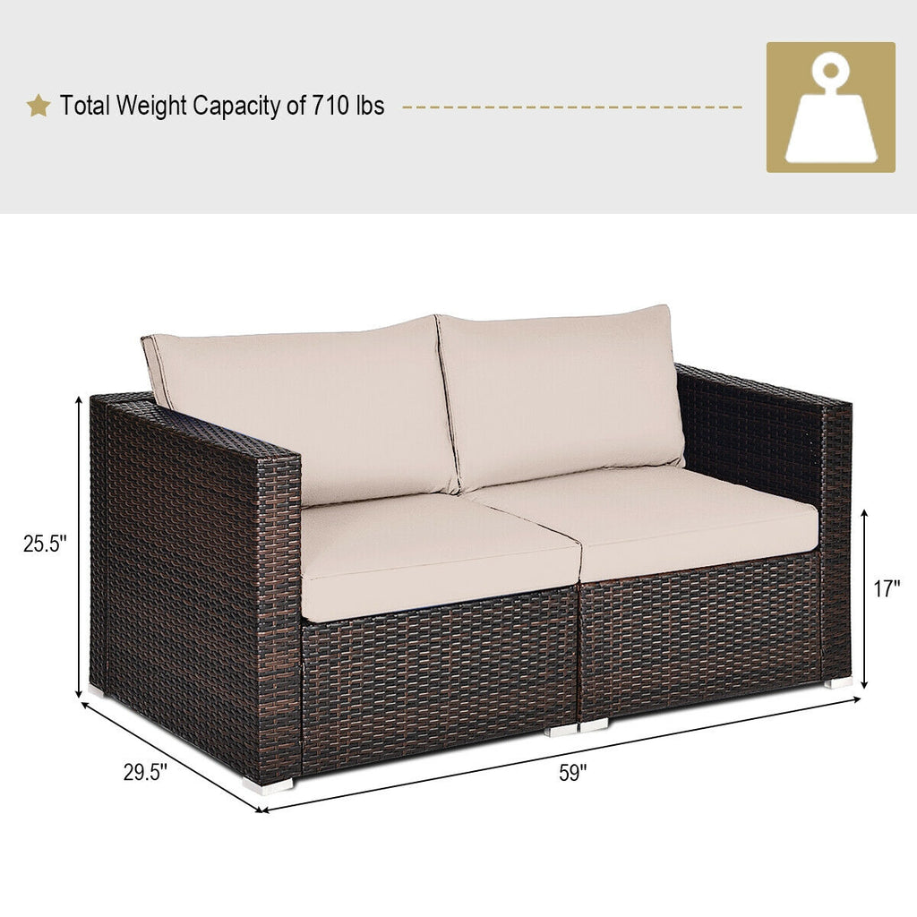 2 Piece Rattan Sectional Sofa Set - Beige