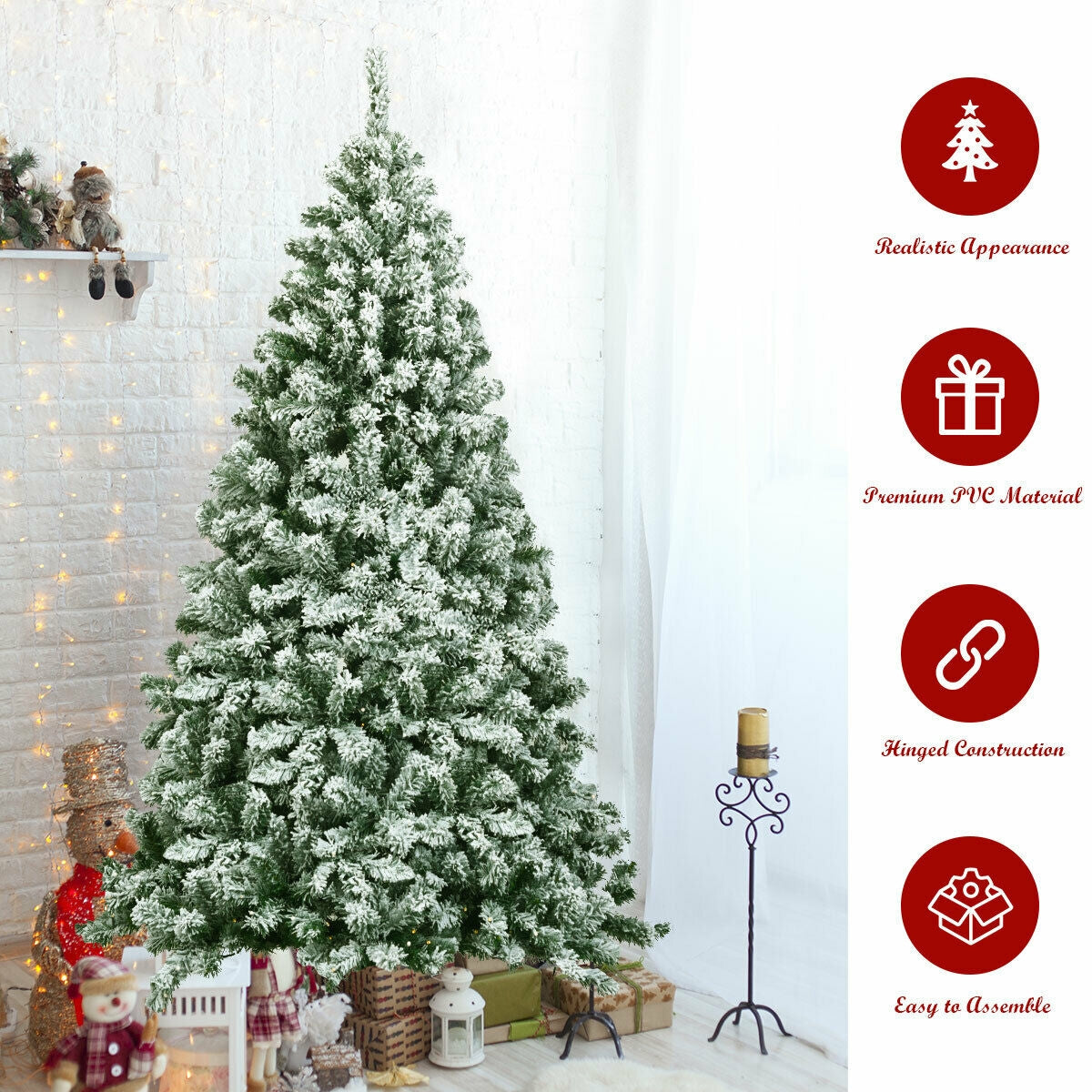 6 Feet Snow Flocked Artificial Christmas Tree with 928 Tips - Hinged Design