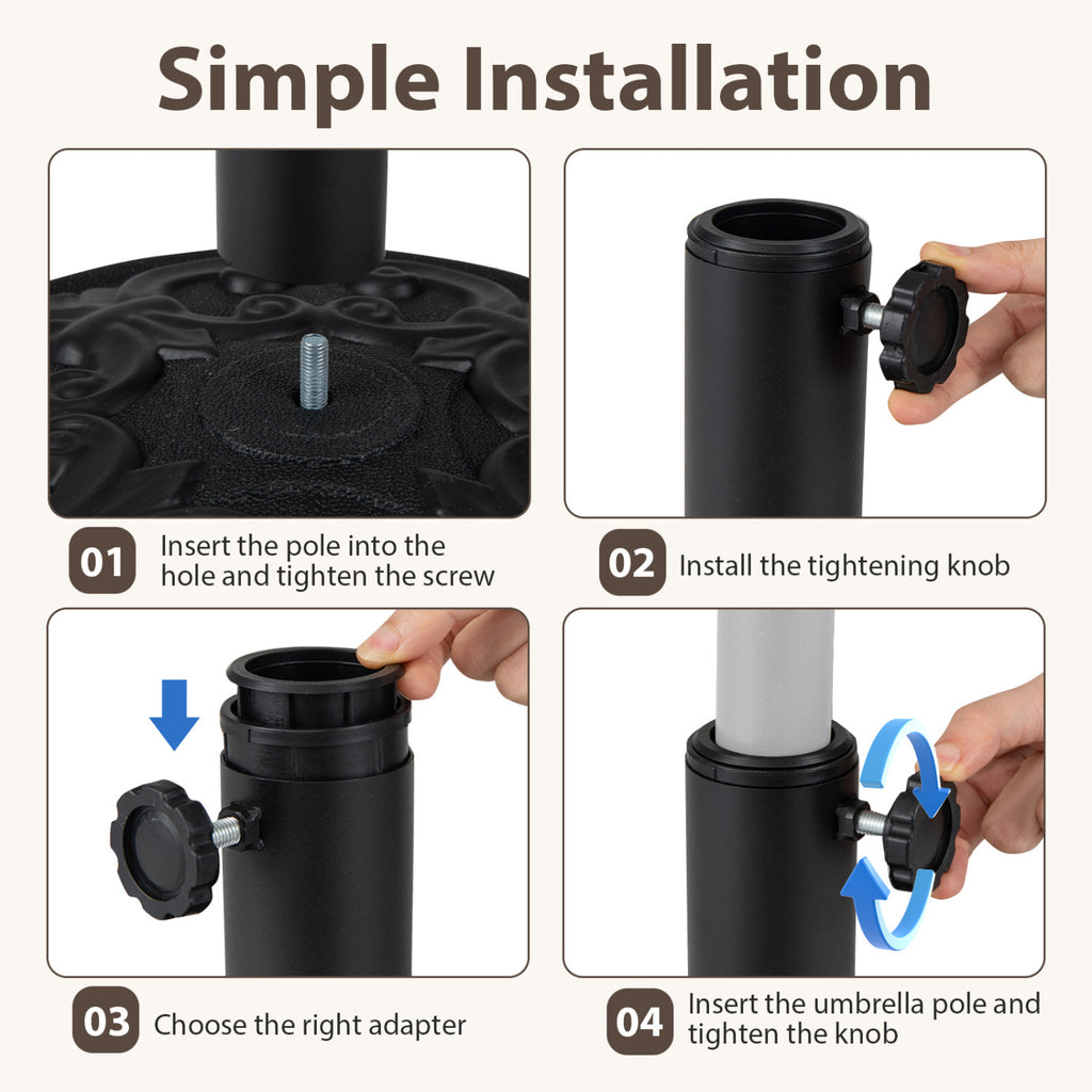 26.5 LBS Heavy-duty Round Umbrella Stand with Adjustable Knob