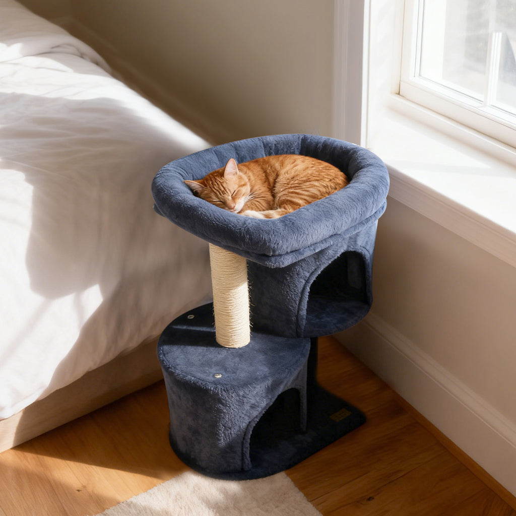 Costway 26 Inch Cat Tower with Large Padded Perch & Dual Condos - Dark Gray