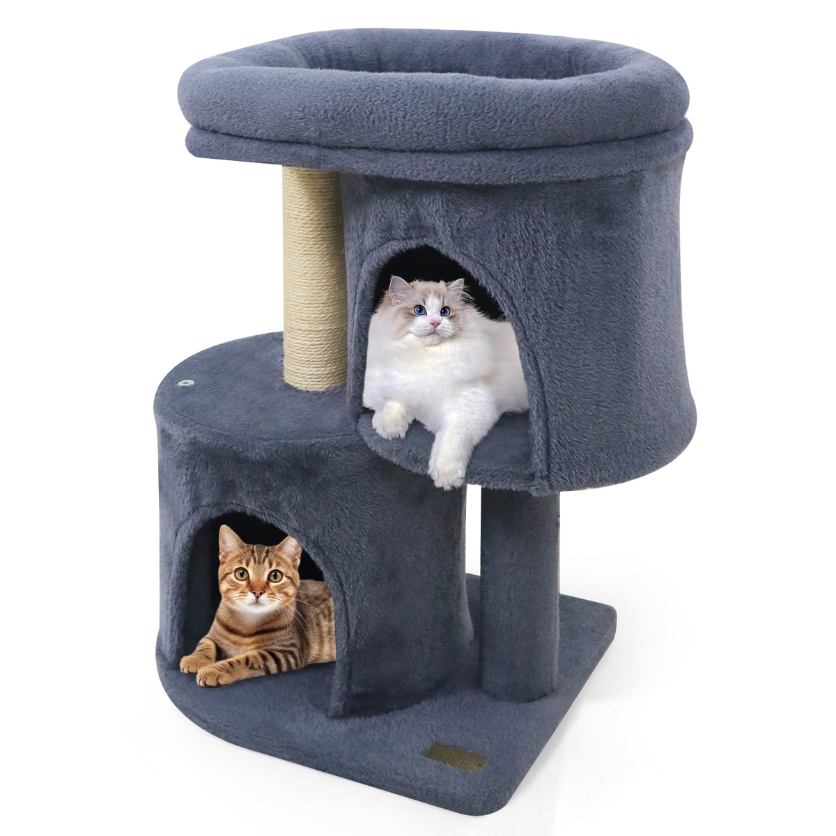 Costway 26 Inch Cat Tower with Large Padded Perch & Dual Condos - Dark Gray
