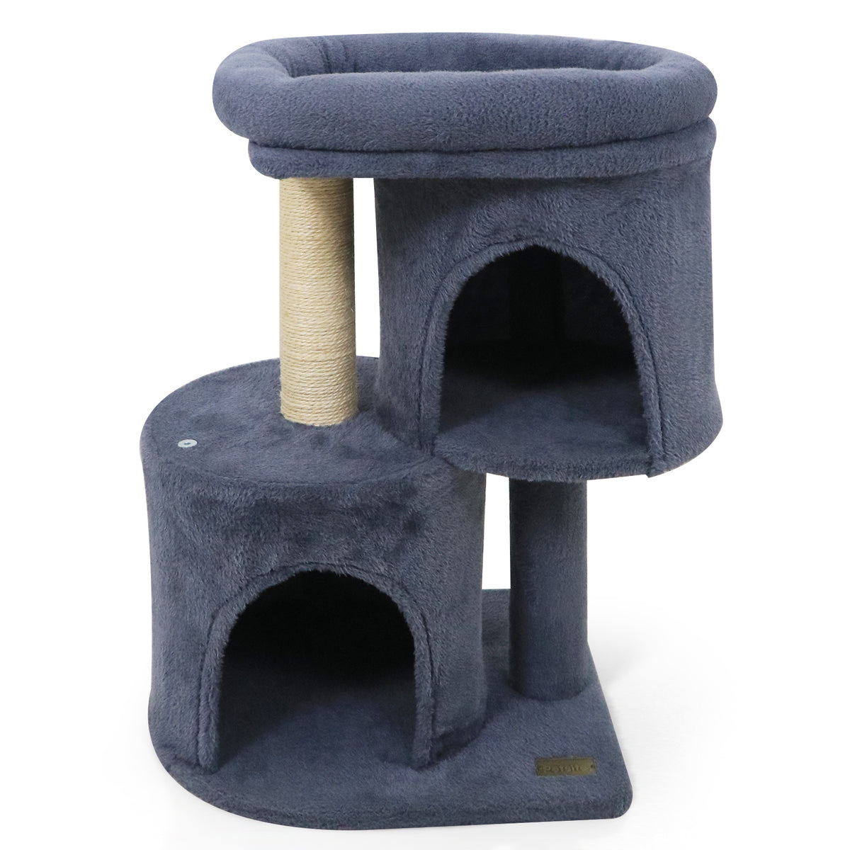 Costway 26 Inch Cat Tower with Large Padded Perch & Dual Condos - Dark Gray