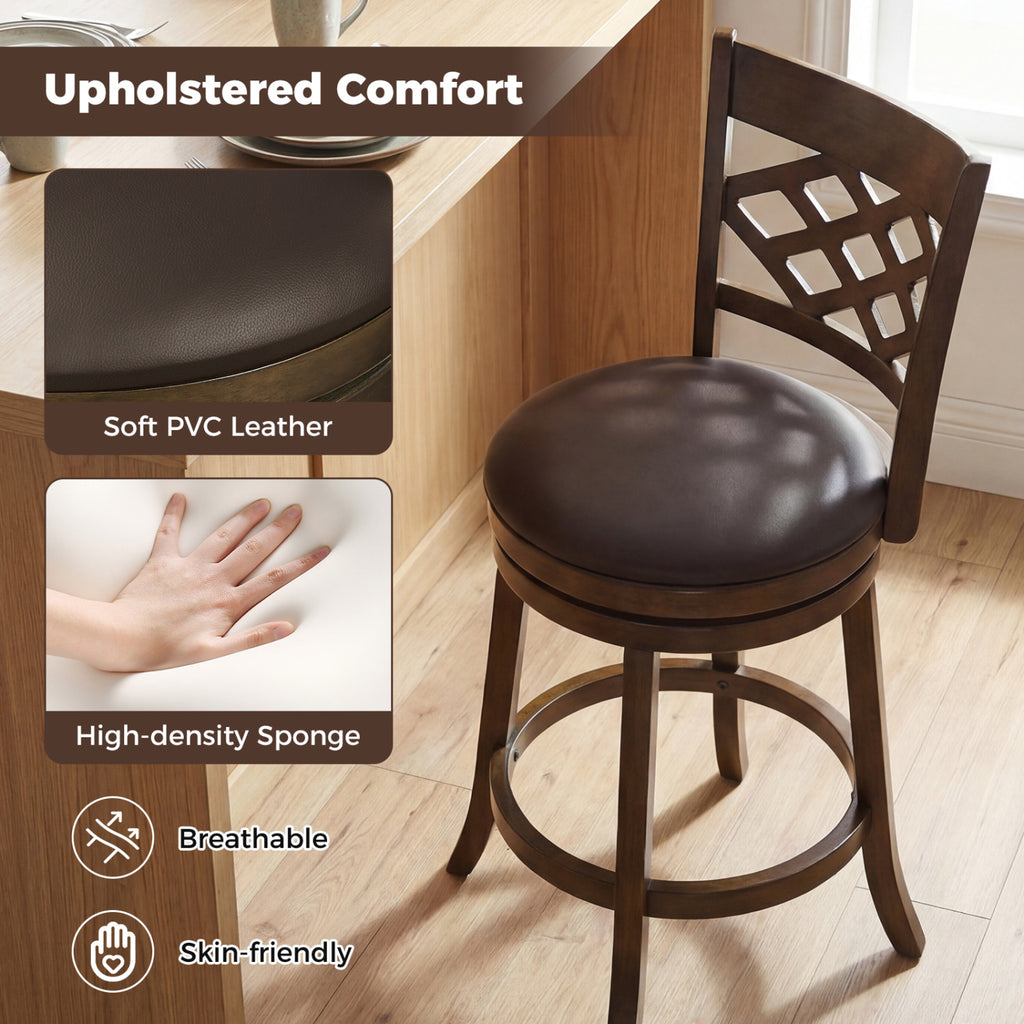 26-Inch Counter Height Bar Stools Set of 2 with PVC