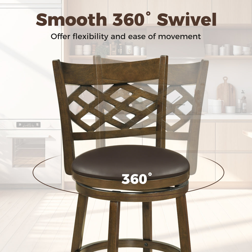 26-Inch Counter Height Bar Stools Set of 2 with PVC