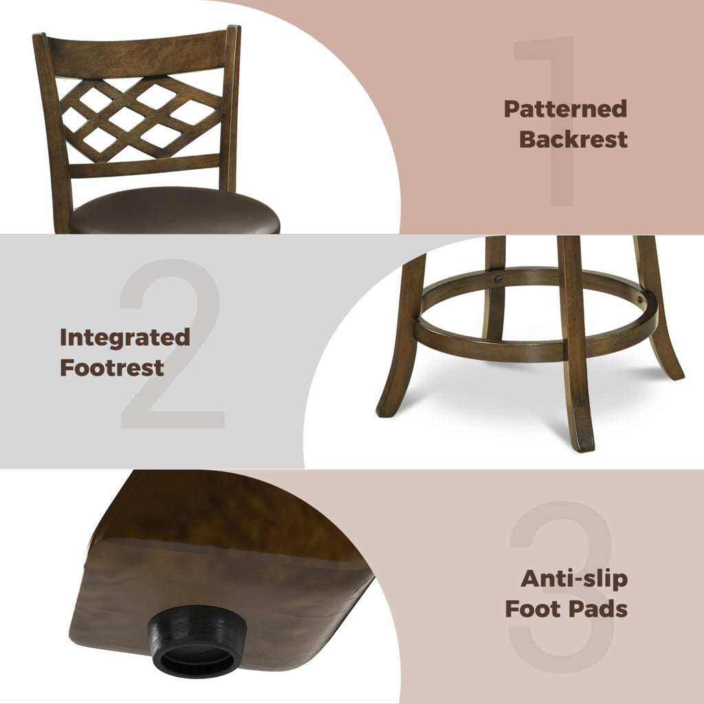 26-Inch Counter Height Bar Stools Set of 2 with PVC