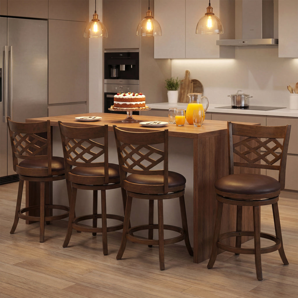 26-Inch Counter Height Bar Stools Set of 2 with PVC