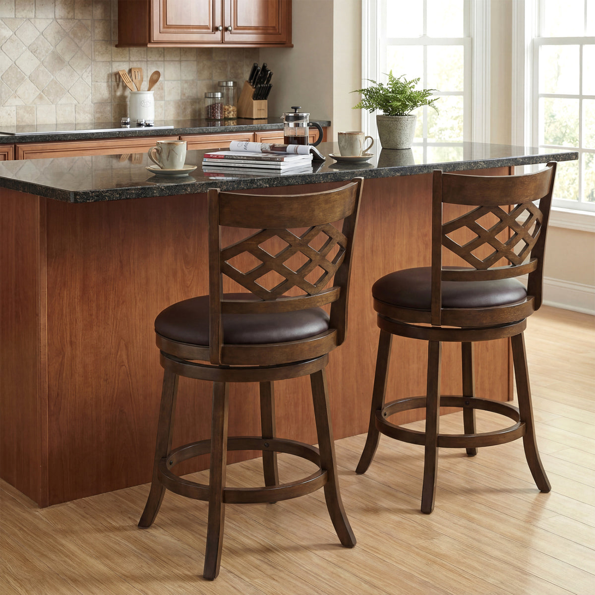 26-Inch Counter Height Bar Stools Set of 2 with PVC