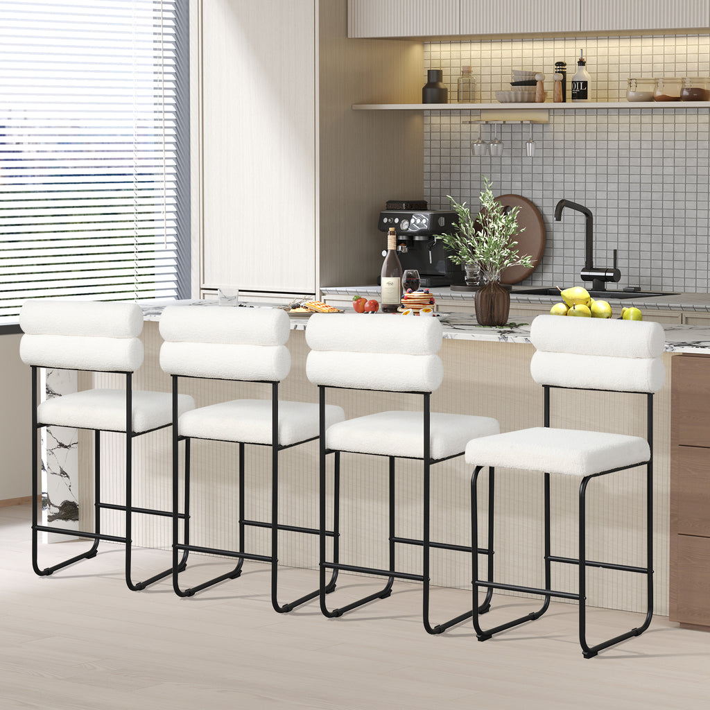 26 Inch Counter Height Bar Stools Set of 2, White