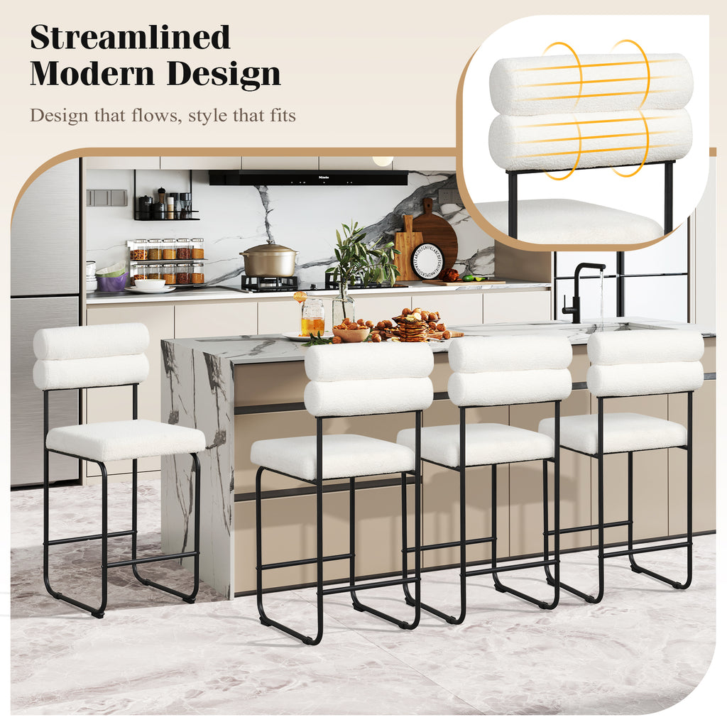 26 Inch Counter Height Bar Stools Set of 2, White