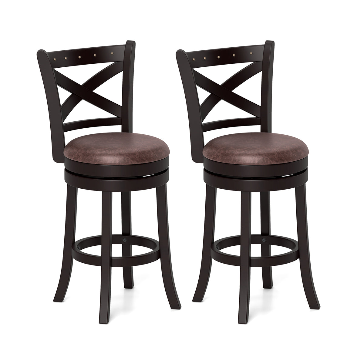 Counter Height Swivel Bar Stools Set of 2 - Abstract Pattern Back, 24"