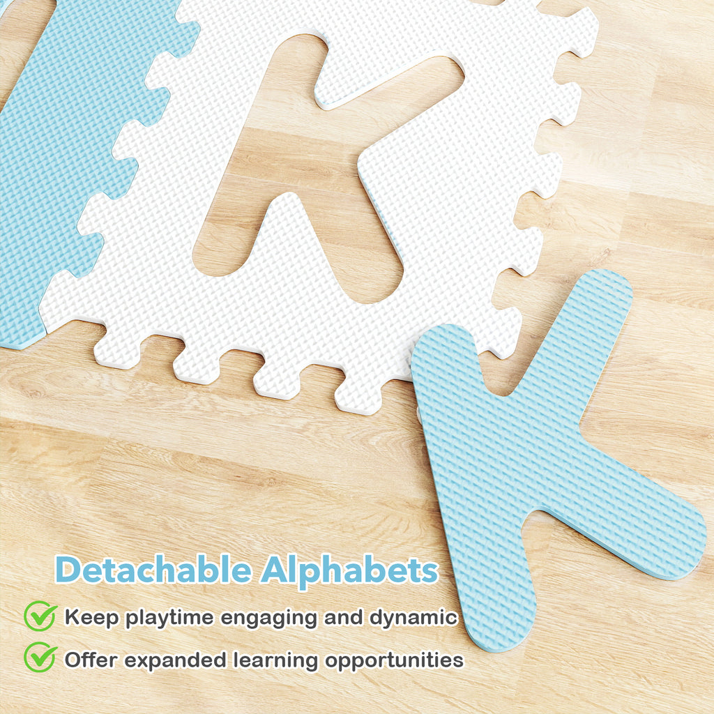 Interlocking ABC Play Mats Blue with Detachable Letters - 26 Pieces
