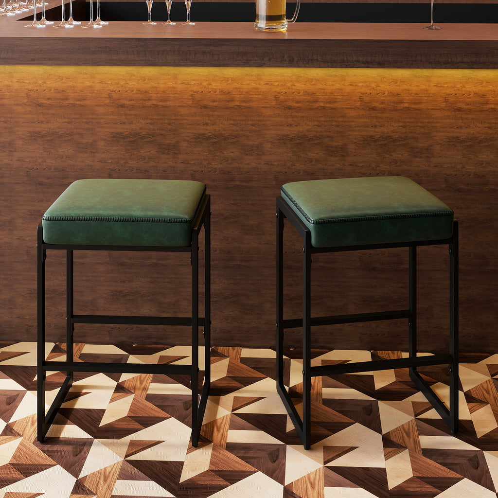 26" Counter Height Bar Stools Set of 2 - Green