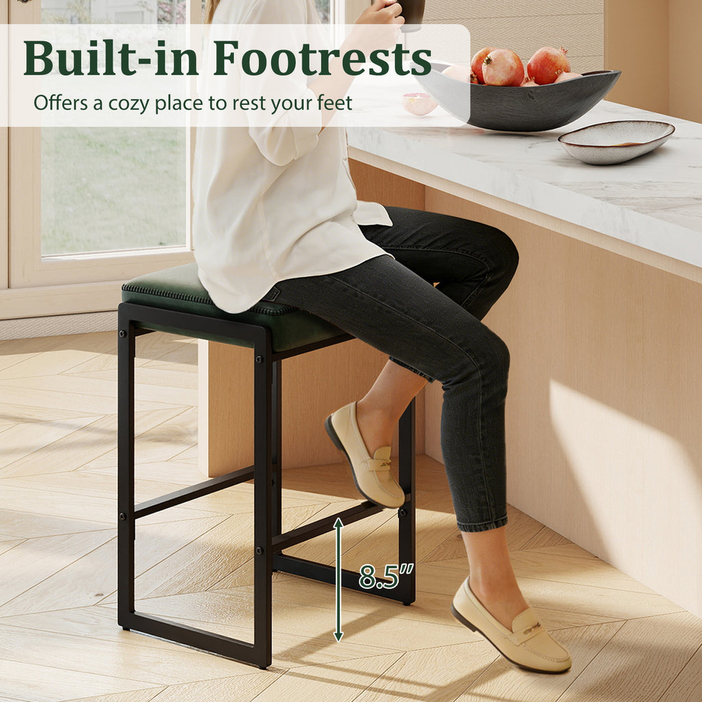 26" Counter Height Bar Stools Set of 2 - Green
